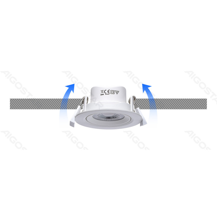 E6 LED Įleidžiamas apvalus šviestuvas su reguliuojamu kampu (3 vnt.) 5W šiltas