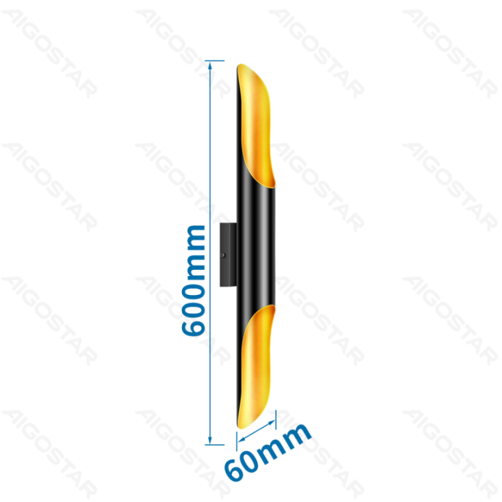 Aliumininis vienpusis sieninis šviestuvas juodas (be šviesos šaltinio) E27