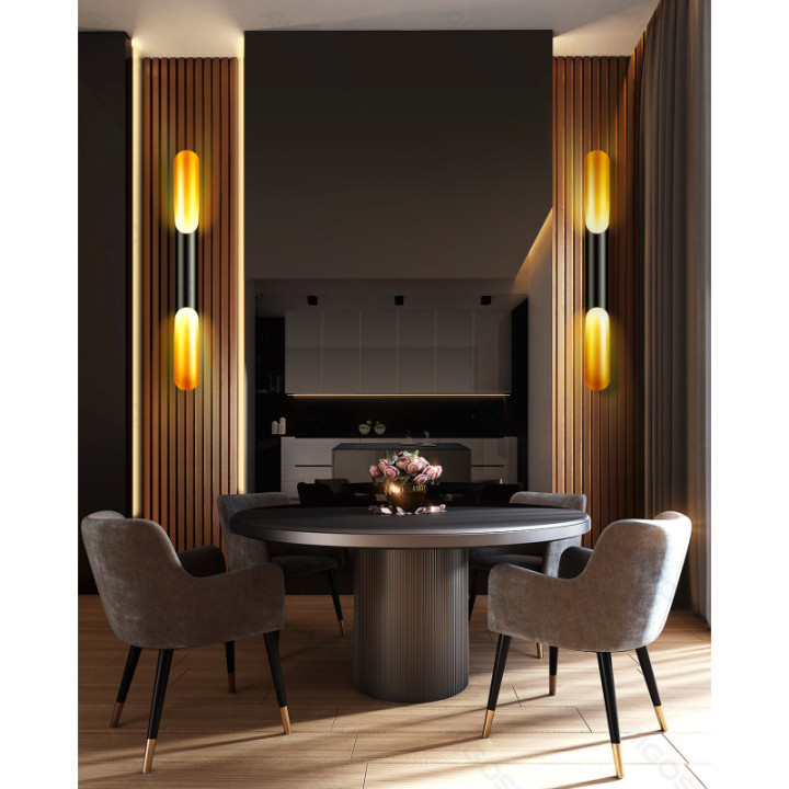 Aliumininis vienpusis sieninis šviestuvas juodas (be šviesos šaltinio) E27