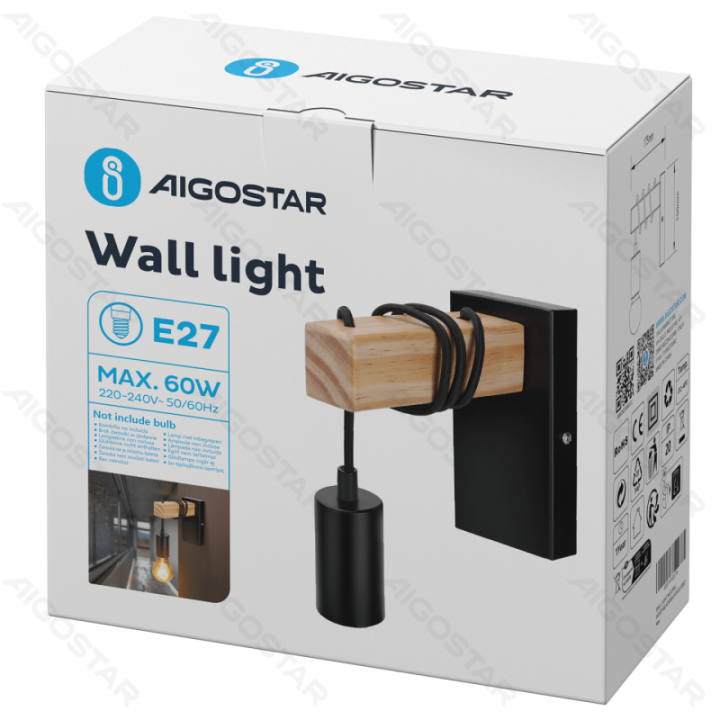 Wall Light with Hanging Lampholder (Without Light Source) E27