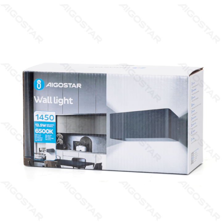 LED metalinis sieninis šviestuvas juodas 12.5W