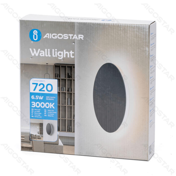 LED Metalinis sieninis šviestuvas juodas 6.5W