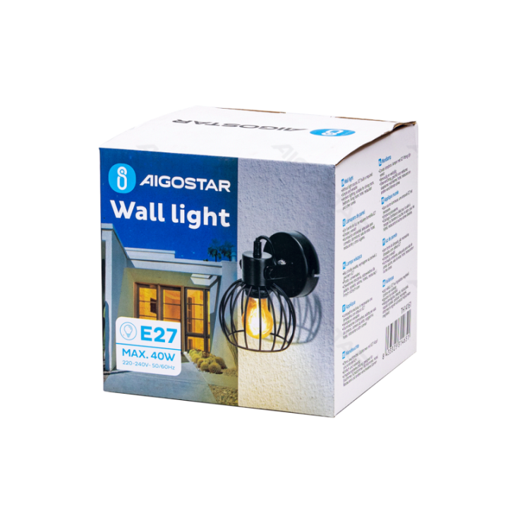 Metal wall light black (without light source) E27