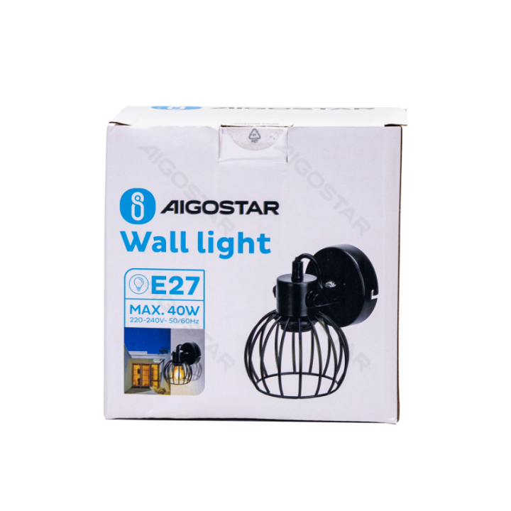 Metal wall light black (without light source) E27