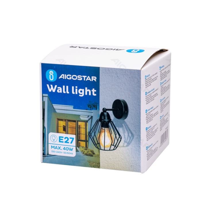 Metal wall light black (without light source) E27