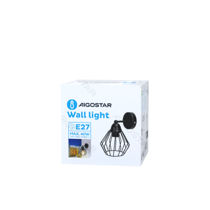 Metalinė sieninė lempa juoda (be šviesos šaltinio) E27