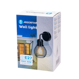 Metal wall light black (without light source) E27