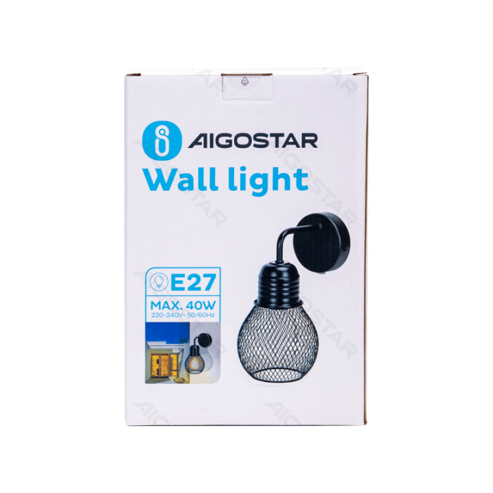 Metal wall light black (without light source) E27