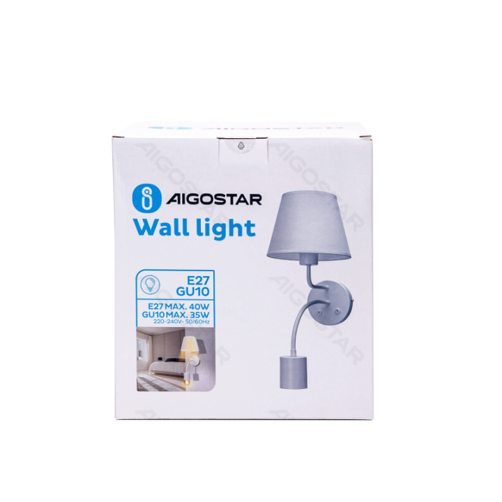 Metalinis sieninis šviestuvas baltas (be šviesos šaltinio) E27