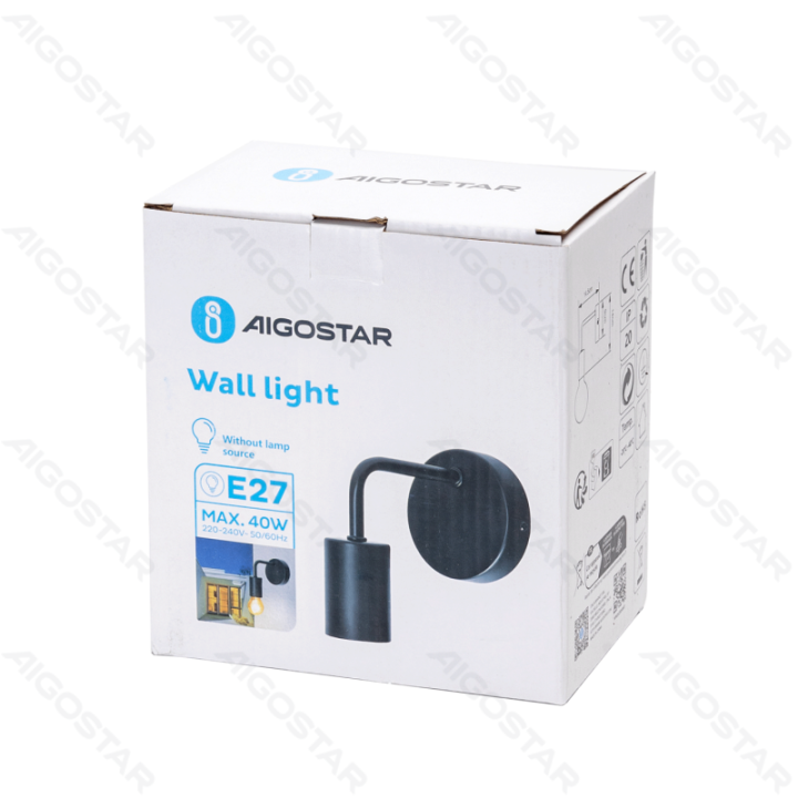 Metal wall light black (without light source) E27