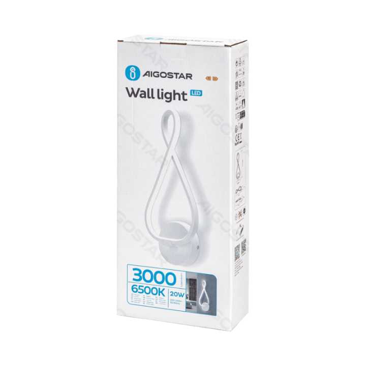 Sieninis šviestuvas 6500K Aliuminis & Silikonas