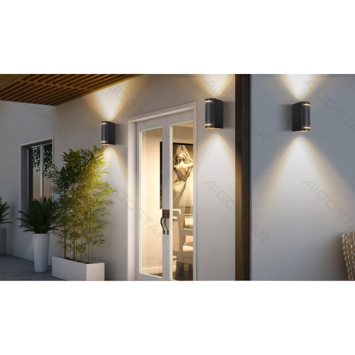 Metalinis dvipusis sieninis šviestuvas juodas (be šviesos šaltinio) GU10