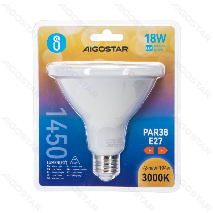 LED PAR38 rutulinė lemputė-E27-18W-3000K-1450lm