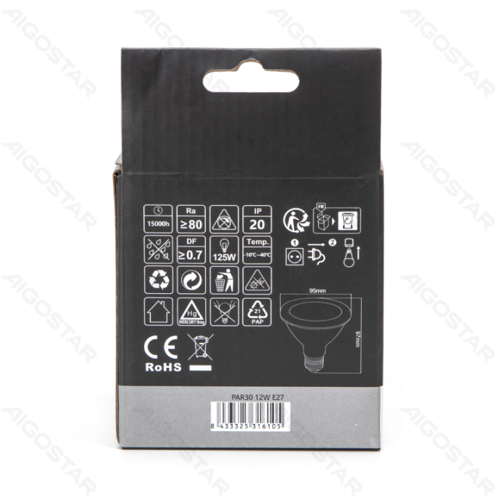 LED PAR30 E27 12W 6500k