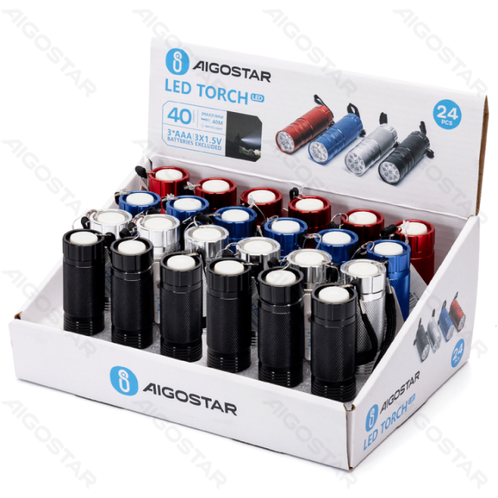 Žibintuvėlis 4 spalvos 3xAAA baterijos