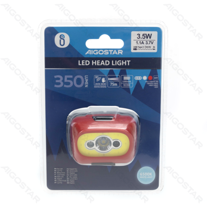 LED Galvos žibintas, bangų jutimas, TYPE-C įkrovimas