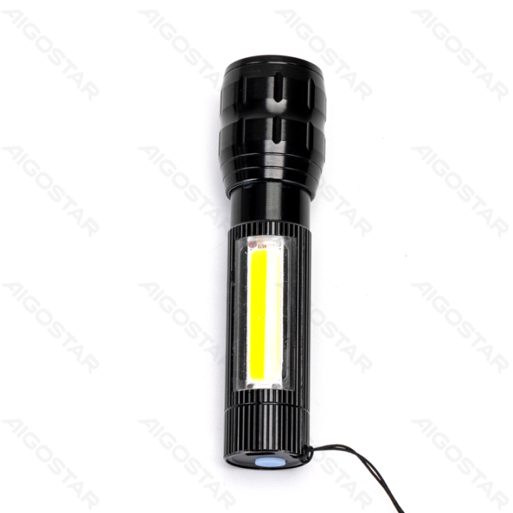 Torch with side light adjustable focus rechargeable