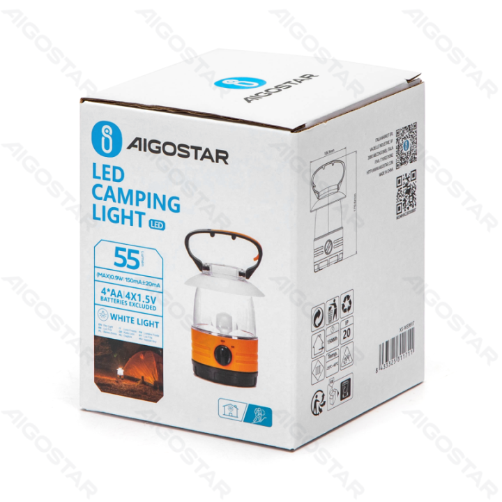 Stovyklavimo žibintas, 4×AA baterijos