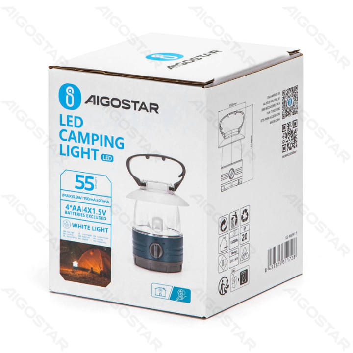 Stovyklavimo žibintas, 4×AA baterijos