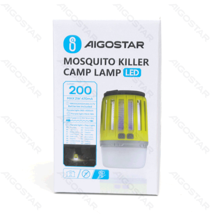 Mosquito killer camp lamp 200lm purple light+red light+white light USB charging green