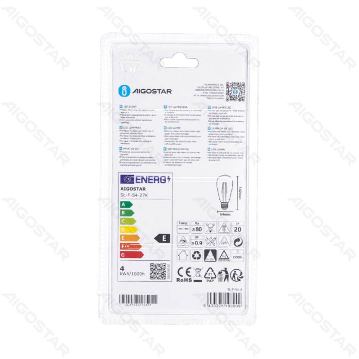 LED Filamento lemputė (skaidri) ST64 E27 4W