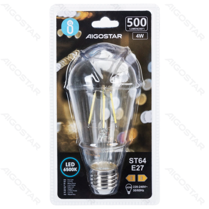 LED Filamento lemputė (skaidri) ST64 E27 4W