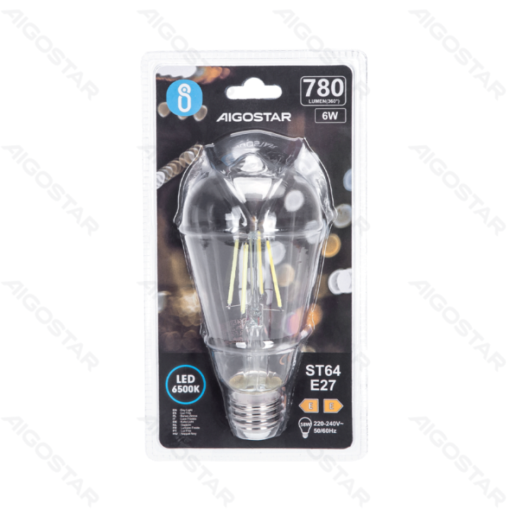 LED Filament Bulb (Clear) ST64 E27 6W
