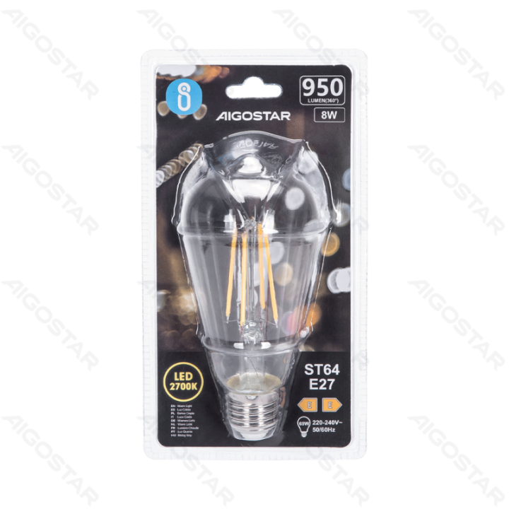LED Filament Bulb (Clear) ST64 E27 8W