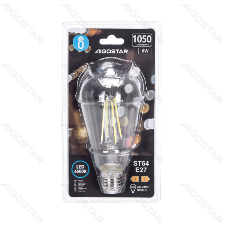 LED Filament Bulb (Clear) ST64 E27 8W