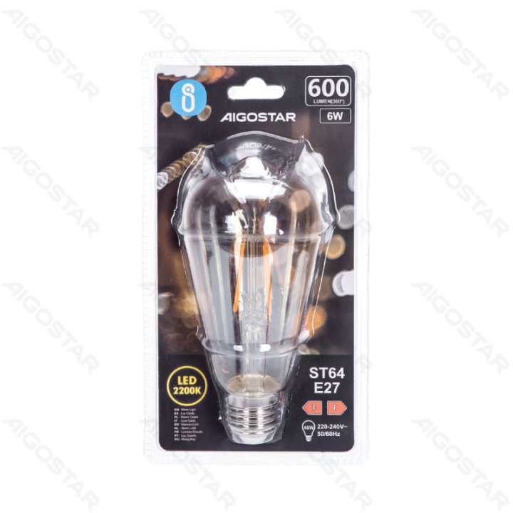 LED Filament Bulb (Amber) ST64 E27 6W