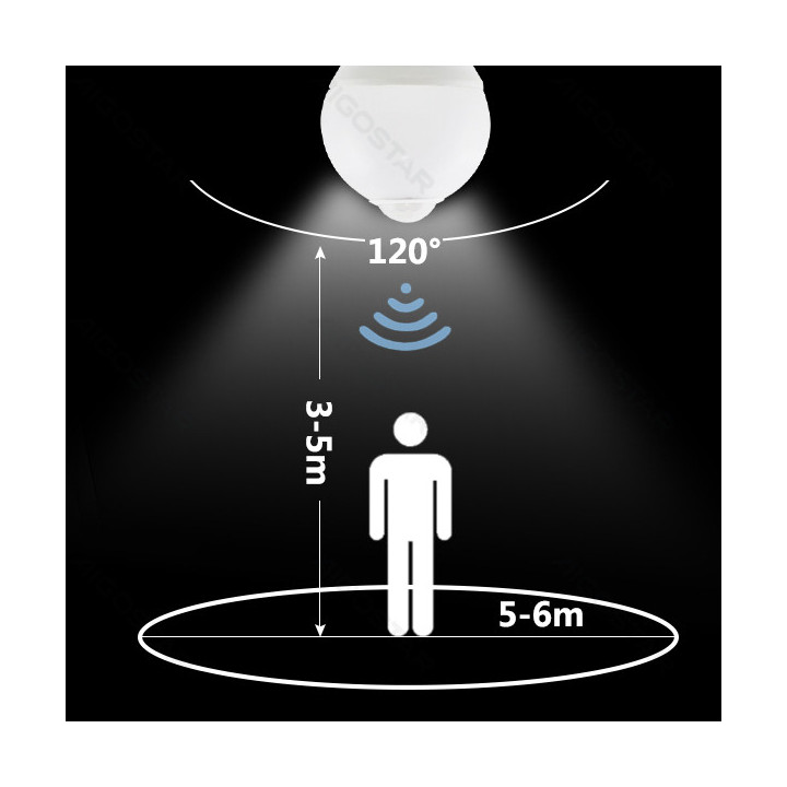 LED A60 E27 6W su infraraudonųjų spindulių jutikliu