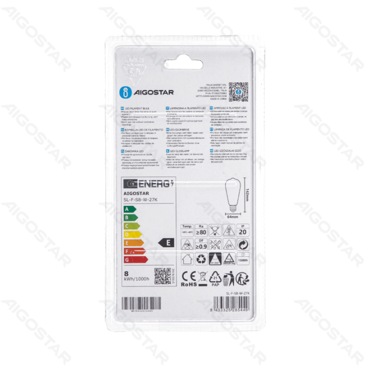 LED Filament Bulb (Milky White) ST64 E27 8W