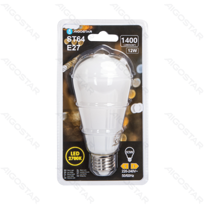 LED filamento lemputė su pieniškai baltu gaubtu ST64 E27 12W