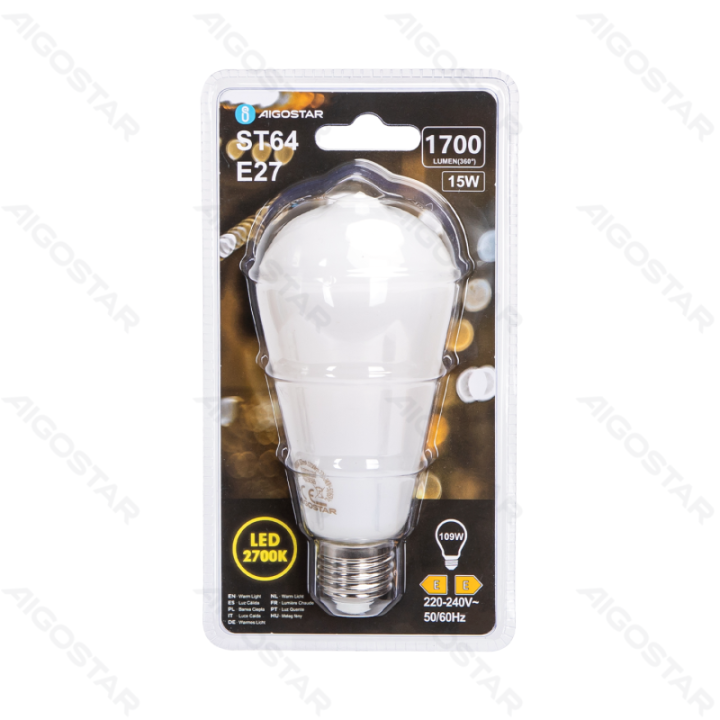 LED milky white lampshade filament bulb ST64 E27 15W