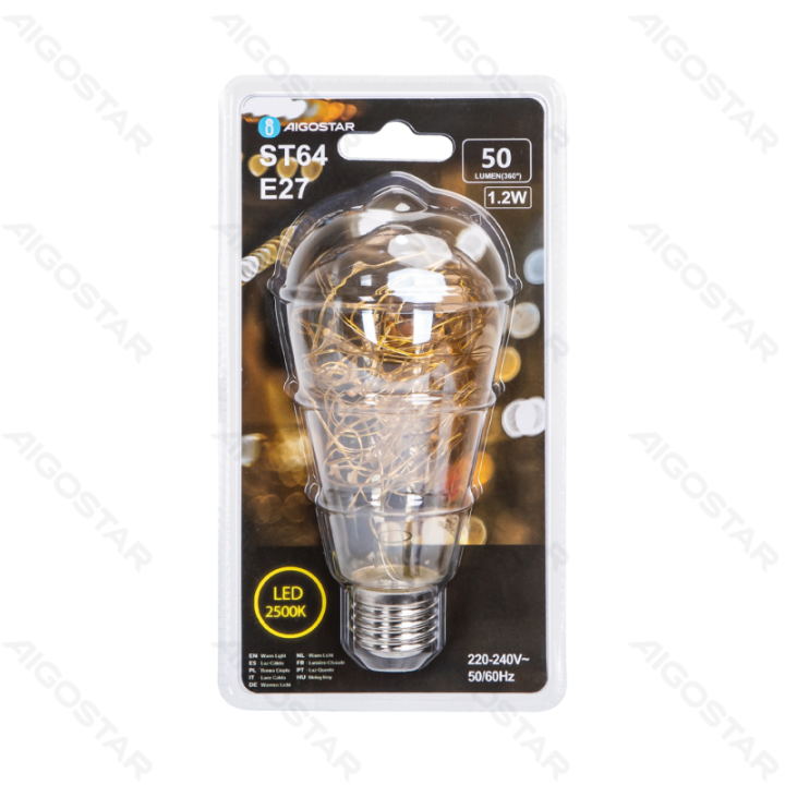 LED copper wire filament bulb ST64 E27 1.2W