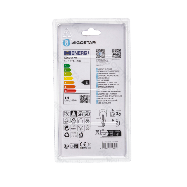 LED Siūlinė lemputė (skaidri) ST64 E27 14W