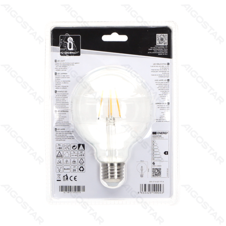 LED Filament Bulb (Clear) G95 E27 6W