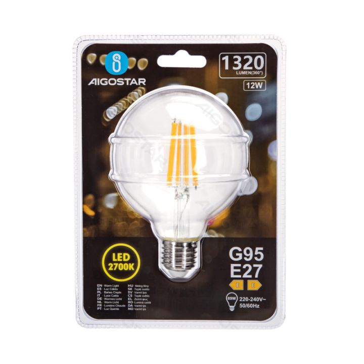 LED Filament Bulb (Clear) G95 E27 12W