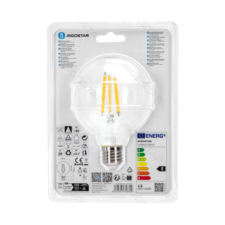 LED Filament Bulb (Clear) G95 E27 12W