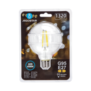 LED Filamento lemputė (skaidri) G95 E27 12W