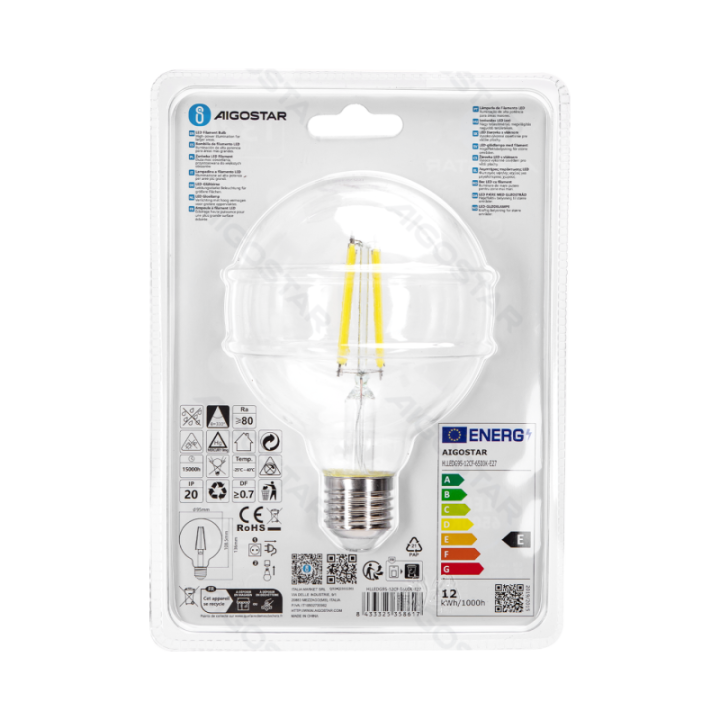 LED Filament Bulb (Clear) G95 E27 12W