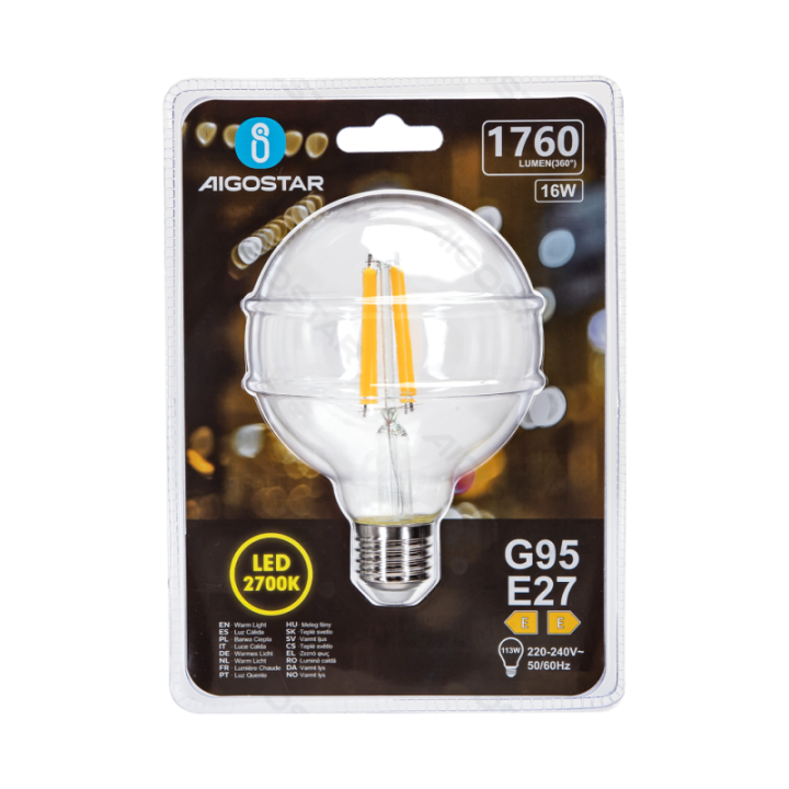 LED Filament Bulb (Clear) G95 E27 16W
