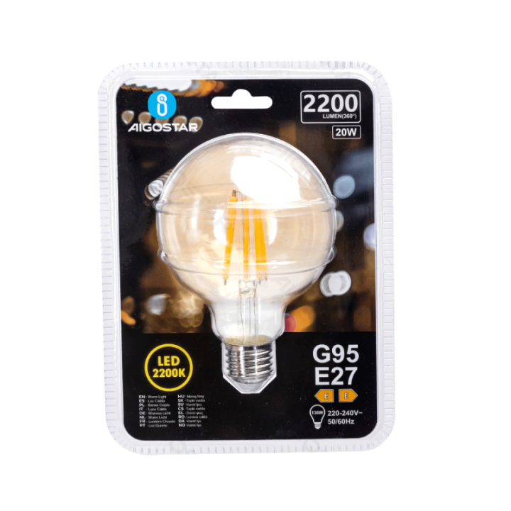 LED Filament Bulb (Amber) G95 E27 20W