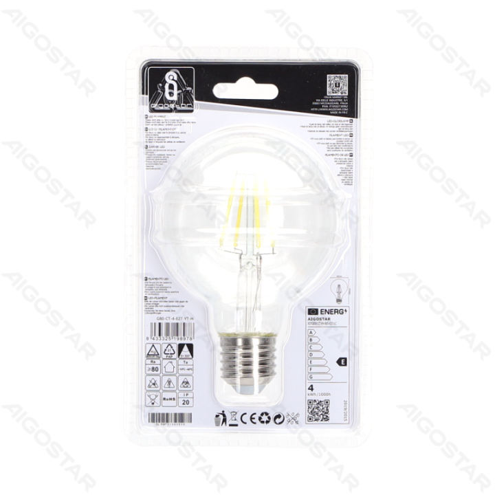 LED Filament Bulb (Clear) G80 E27 4W