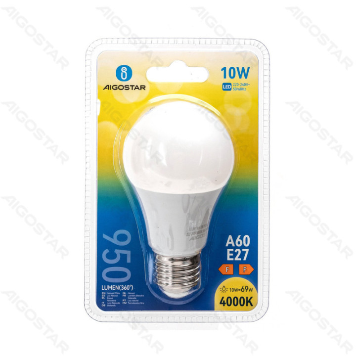 LED A60 Globe Bulb-E27-10W-4000K-950lm