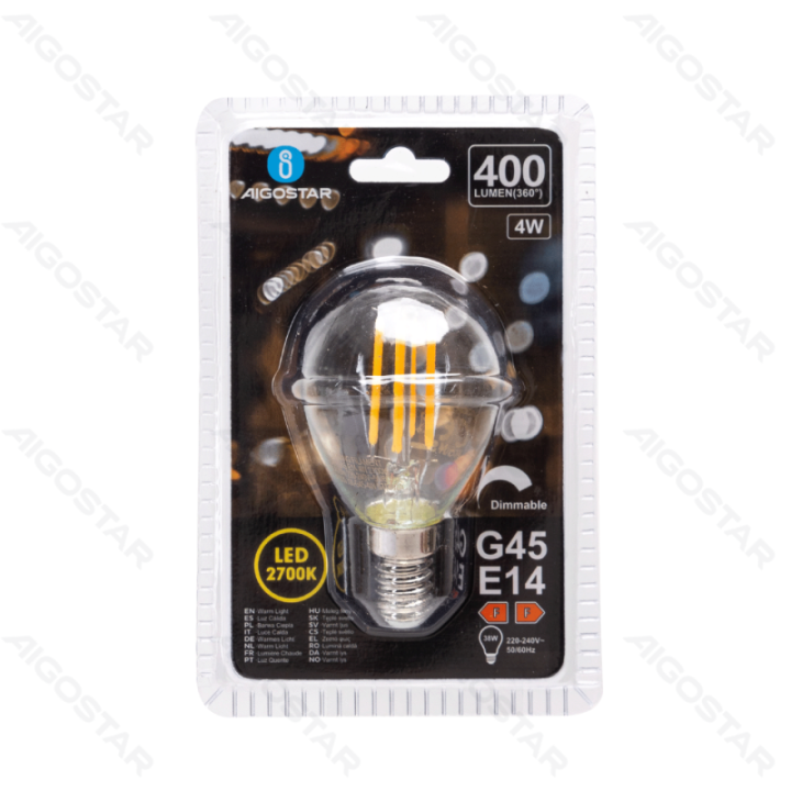 LED reguliuojama siūlinė G45 E14 4W 2700K