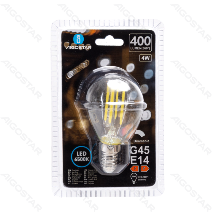 LED dimming filament G45 E14 4W 6500K
