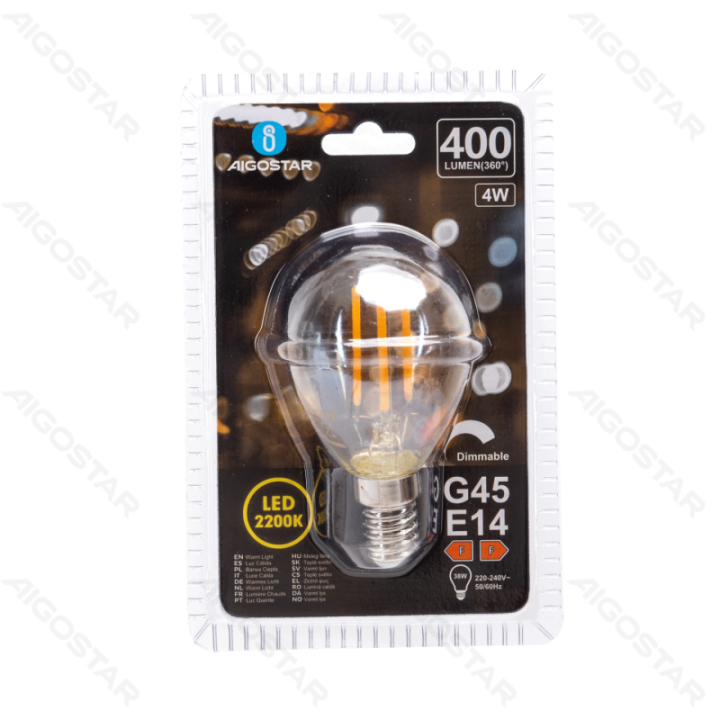 LED dimming filament G45 E14 4W 2200K