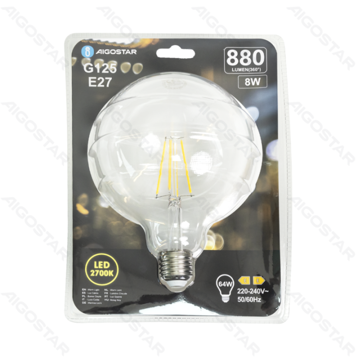 LED Filament Bulb (Clear) G125 E27 8W