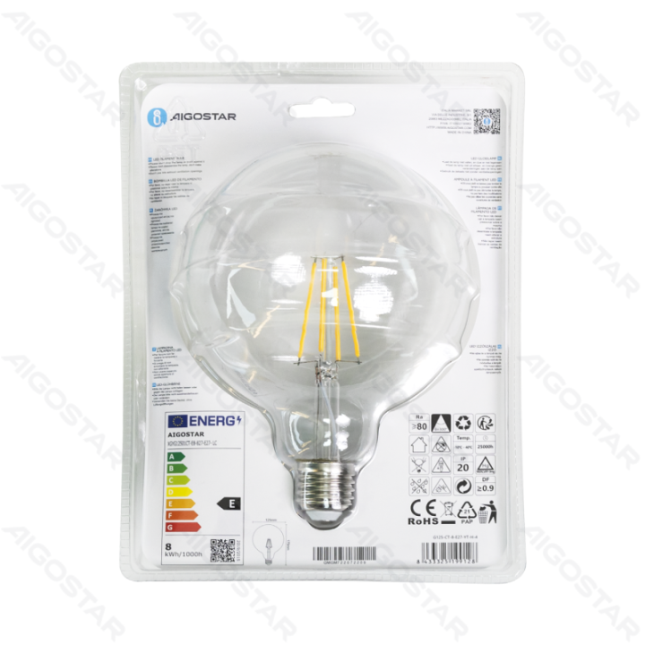 LED Filament Bulb (Clear) G125 E27 8W